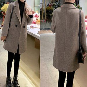 COPY - C126 Women's Wool Blend Jacket with Pocket Warm Coat for Winter and Cold…
